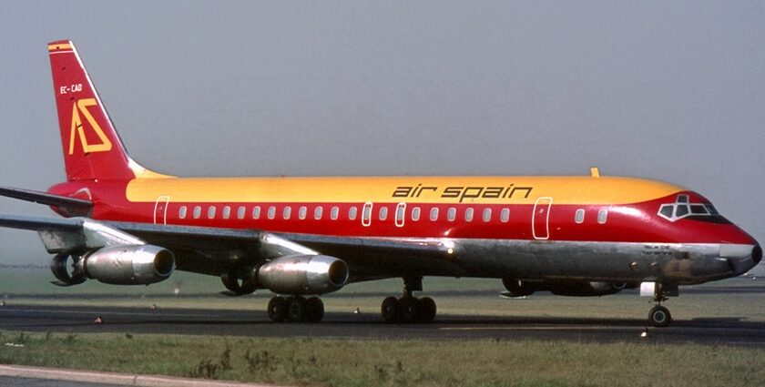 Beautiful shot of Air Spain plane standing on airport in Spain