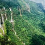 An image of waterfall in shillong, one of the places to visit in March in India for couples