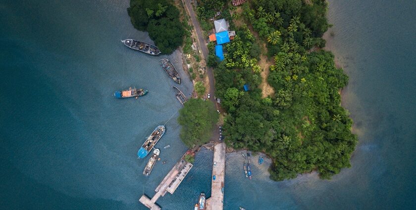 Aerial view of Port Blair in Andaman and Nicobar, a spot among places to visit in November in India for couples.