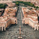 Vatican City, one of the places to visit in Rome, is beautifully lit up at the time of dusk.