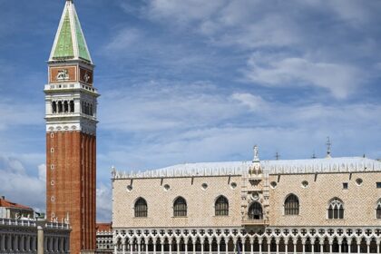 Beautiful view of monuments in Venice in the scenic landscape of Itlay