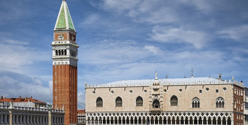 Beautiful view of monuments in Venice in the scenic landscape of Itlay