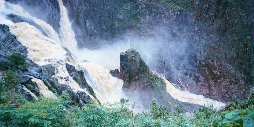 The backdrop of Barron Falls, highlighting its significant place in Queensland's history.