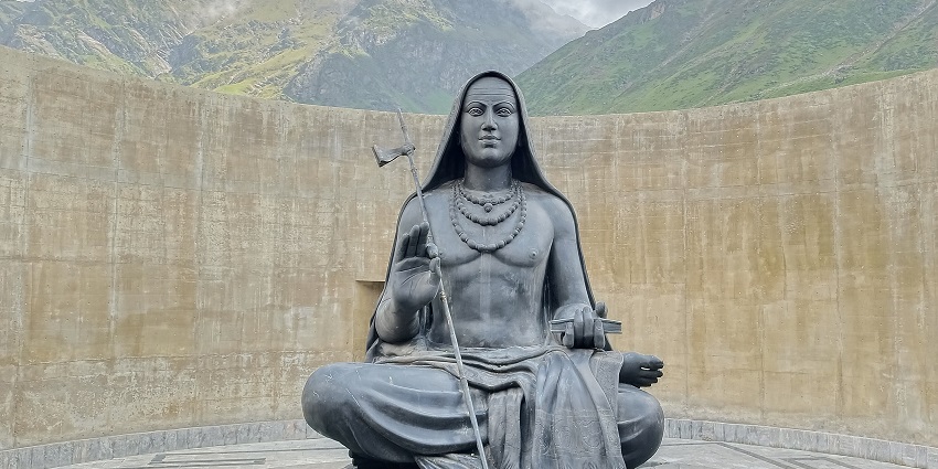 The statue of Adi Shankaracharya is installed near Bhairavnath Temple in Uttarakhand.