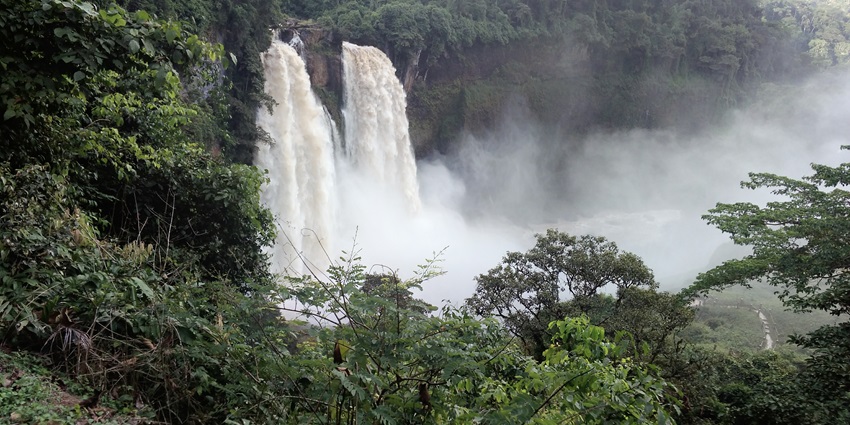 The Ekom Nkam Waterfalls are one of the best things to do in Cameroon, Central Africa