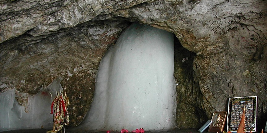 The ancient Amarnath Cave is a revered pilgrimage site for Hindus all over the world