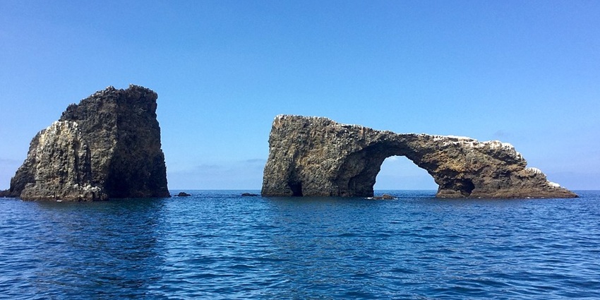 Picturesque view o the Arch Rock on Anacapa Island