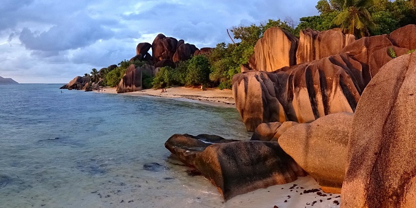 Granite boulders and turquoise waters at Anse Source d'Argent, one of the popular beaches in Africa.