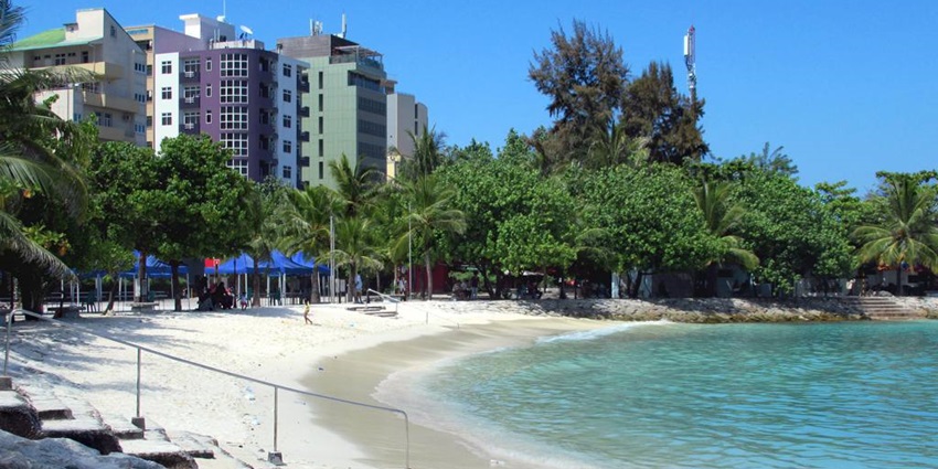 A serene view of the Artificial Beach, one of the breathtaking places to visit in Male.