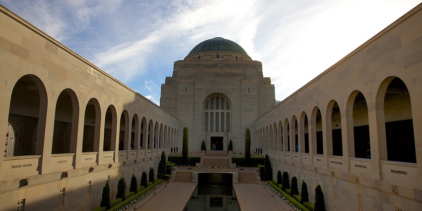 An image of a grand building with arches, a dome of the Australian War Memorial, one of the best army museums in the world.