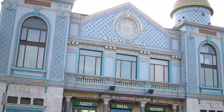 An image of Aziziye Mosque in London, one of the mosques in the United Kingdom.