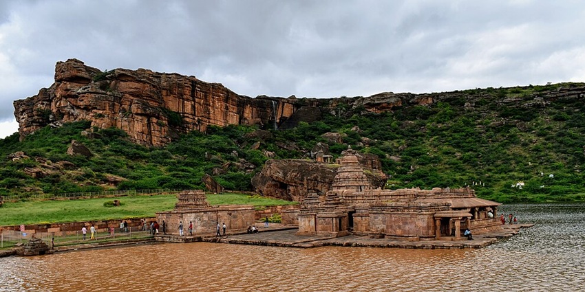The four caves at Badami cave temples in Karnataka