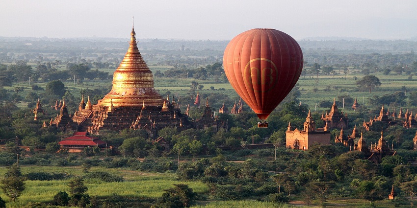 Hot air balloons soar above Bagan, a top spot among places to visit in Asia in March.