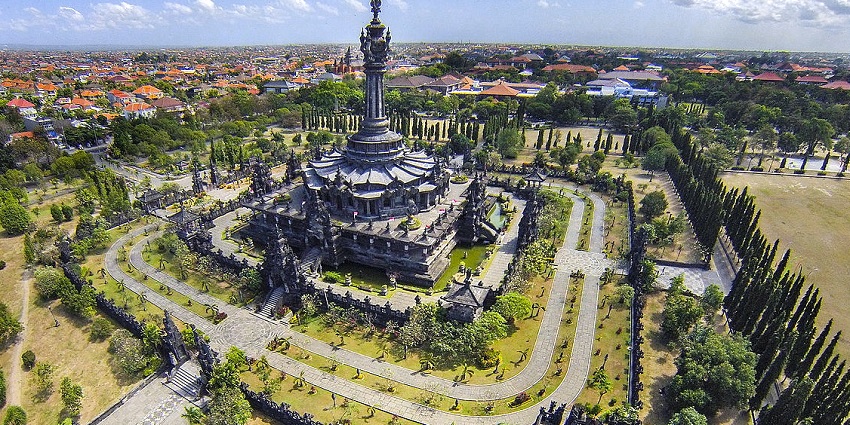 A majestic view of Bajra Sandhi Monument, an important historical landmark in Denpasar.