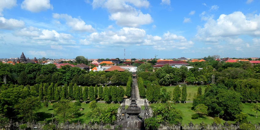 An image of Bajra Sandhi Monument in Bali, highlighting its large architecture and historical value.