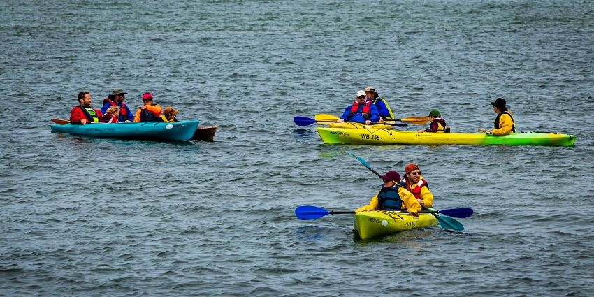 An image showing a banana boat ride on the sea