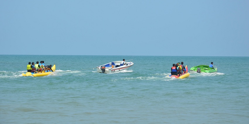 Image resembling a banana boat ride, one of the best water sports in Nusa Dua, Indonesia.