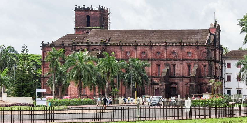 The building and exteriors of the Basilica Of Bom Jesus near Aviation Naval Museum