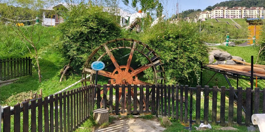 An image of an old water mill shown at Batathaa Agro Technology Park in Hambantota.