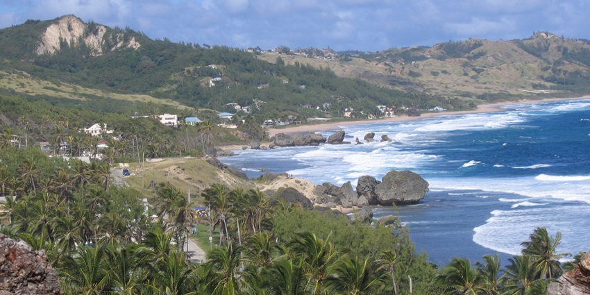An image of stunning vista of Bathsheba Beach's dramatic coastline, one of the best places to visit in Barbados.