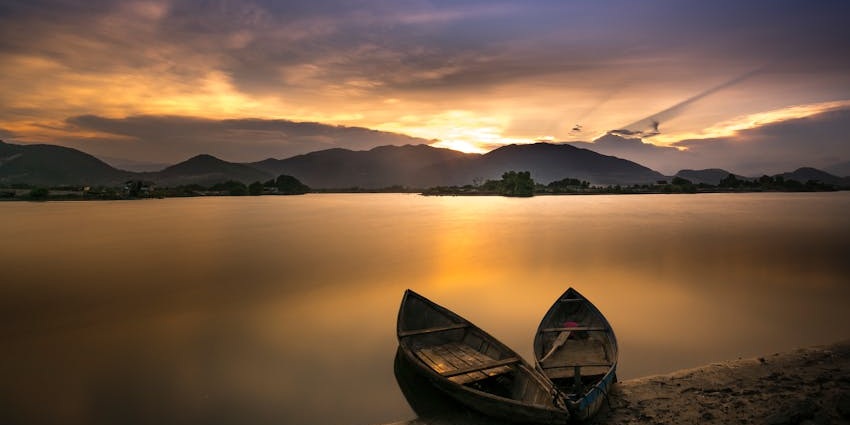 Image of a mesmerising sunset over Sambhar Salt Lake during the winter season