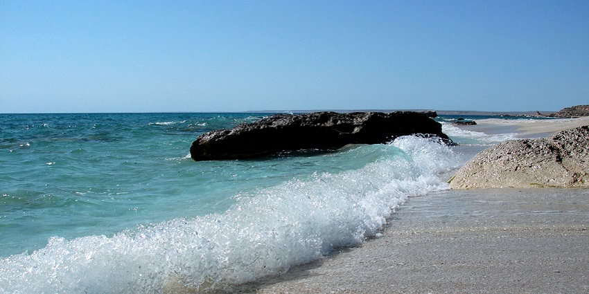 waves striking the stunning shoreline of the Caspian Sea, the Biggest Lake in the World
