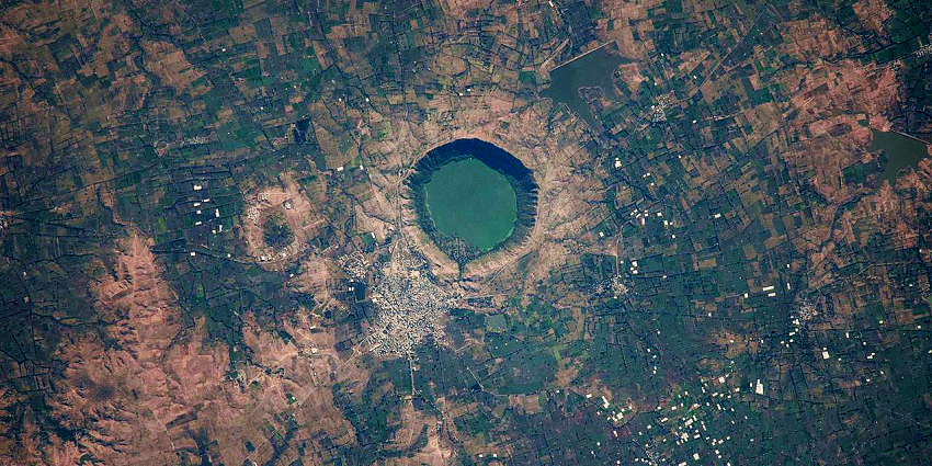 A mind blowing top view of the Crater Lake in India in Maharashtra captured by NASA.