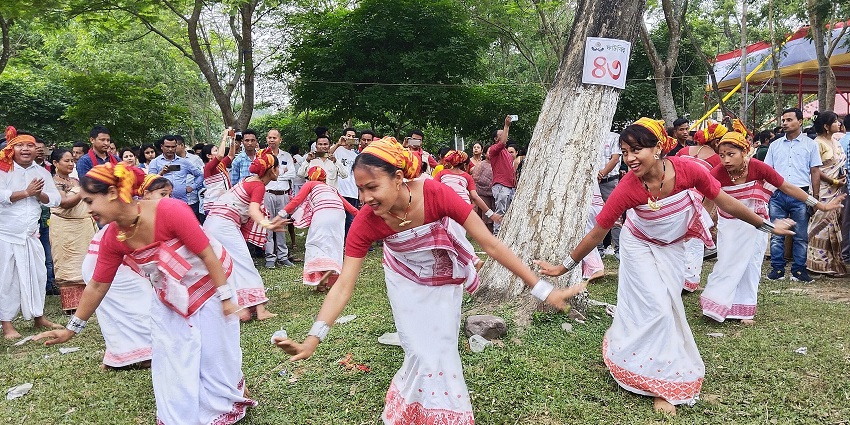 Kids in a rural village of Assam all set with drums and flutes to celebrate Bihu with joy.