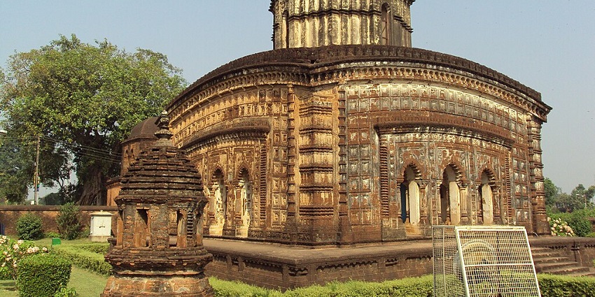Bishnupur temple with detailed architecture and intricate carvings.