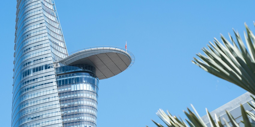 A glimpse of the towering Bitexco Tower offering panoramic views of the surrounding.