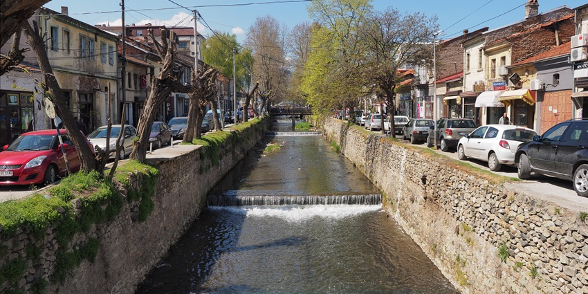 An image of Bitola, one of the charming places to visit in North Macedonia, featuring Shirok Sokak Street and Ottoman buildings.