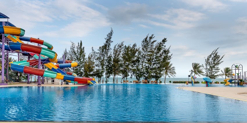 Splashing water at the Blue city Water Park, a top water park in Ajmer