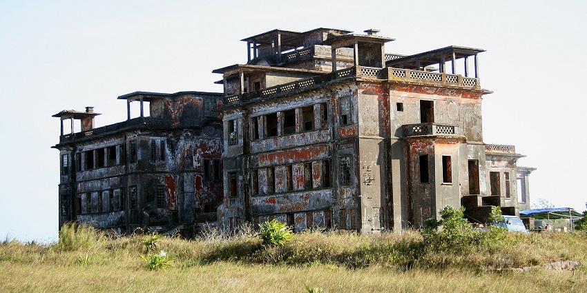 Image of Bokor Palace Hotel at Bokor Hill Station, the best place near Kampot to visit