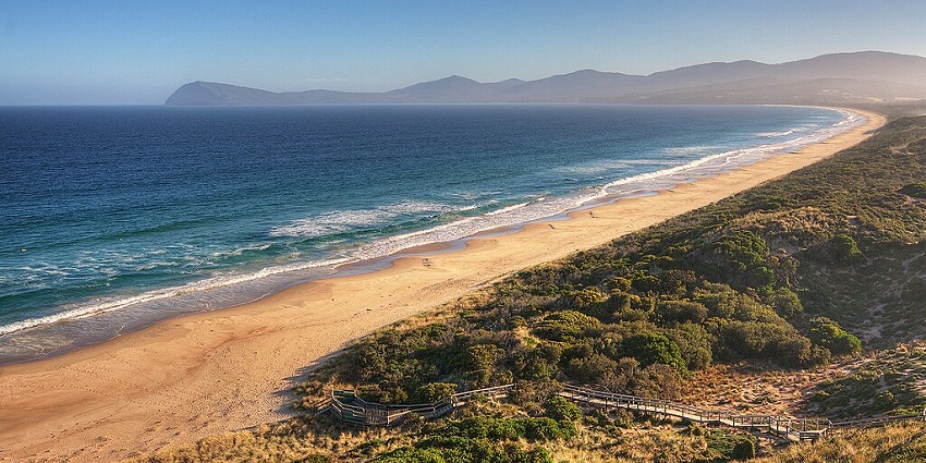 Image showing The Neck on Bruny Island, extending towards Adventure Bay with coastal views.