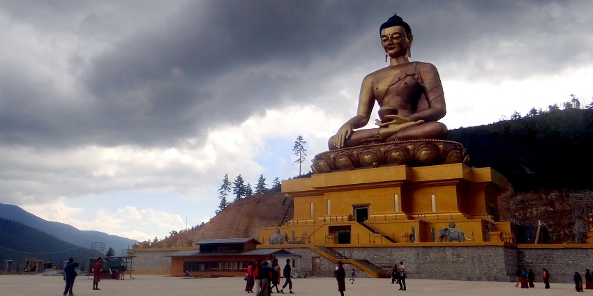 An image showing a view of Buddha Dordenma Statue, a famous tourist attraction in Bhutan.