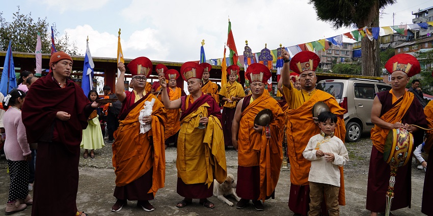 People preparing for the Buddha Purnima celebrations, one of the popular Buddhist festivals in India