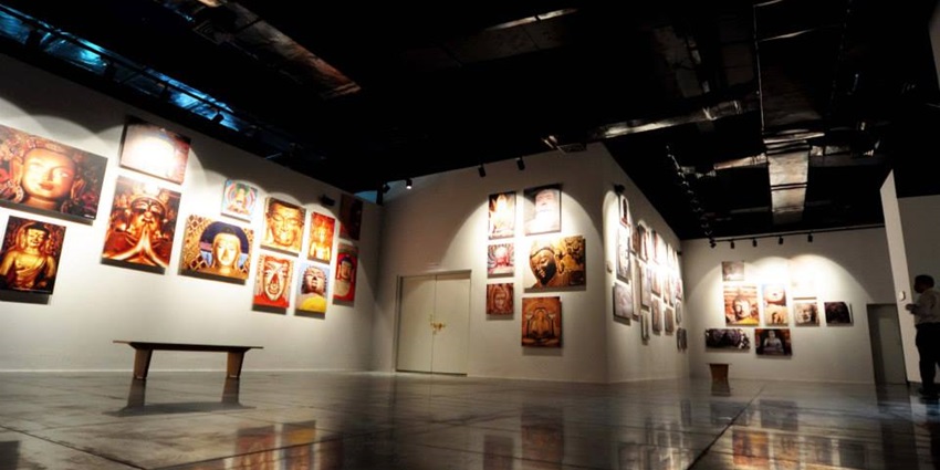 The serene interiors of Buddha Smriti Park Museum, adorned with beautiful paintings
