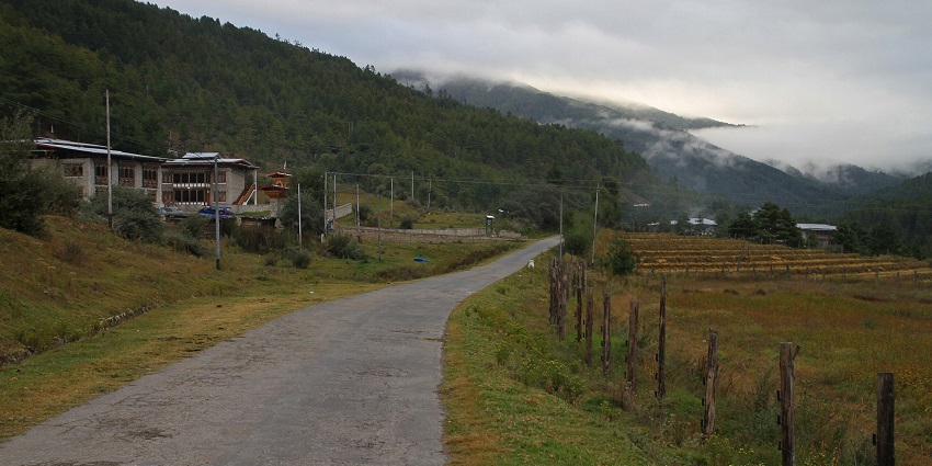 Experience luxury camping in Bhutan at a scenic site in Bumthang Valley with beautiful monasteries.