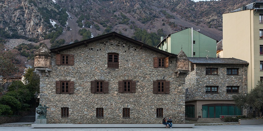 The charming stone facade of Casa de la Vall, Andorra’s historic parliamentary building.