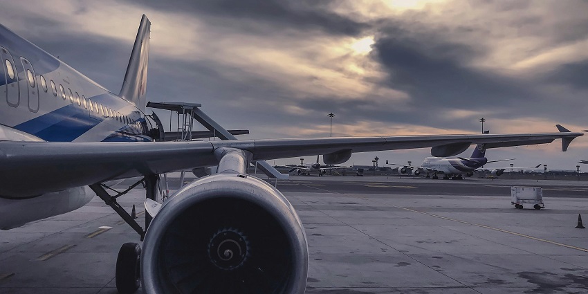 A view of an aeroplane at České Budějovice Airport, one of the airports in Czech Republic.
