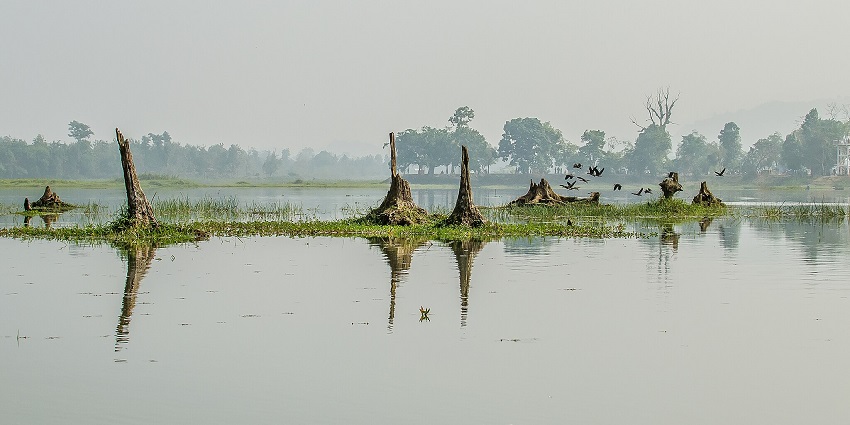 Picturesque view of the calm waters of Chandubi Lake