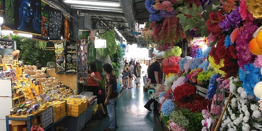 Chatuchak Market in Thailand features 10,000 stalls selling clothing, home decor, and more