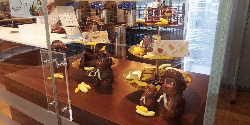A view of the Imhoff-Schokoladenmuseum in Cologne, showcasing its chocolate exhibits.