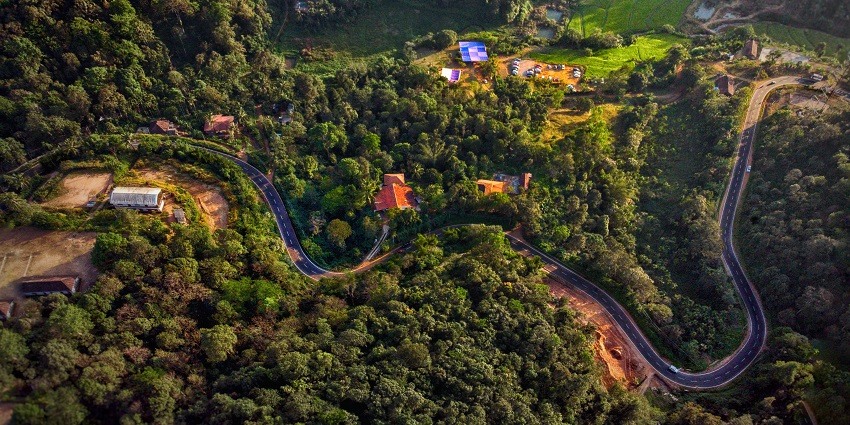 An image showing an aerial view of Coorg, a famous place to visit in Karnataka in India.
