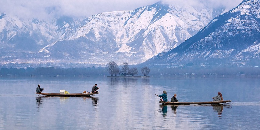An image of Dal Lake, a famous fresh water lake in India, showcasing its beauty.