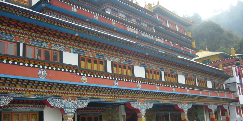 Views of the temple of Damchen Lhakhang, one of the famous places to visit in Phobjikha Valley.