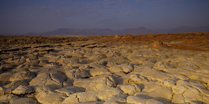 Danakil Depression Shoreline in Ethiopia, one of the hottest beaches in the world.