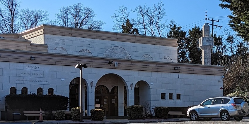 Dar Al-Hijrah Islamic Center seen on a cloudy day in Washington DC is among the many mosques in America.