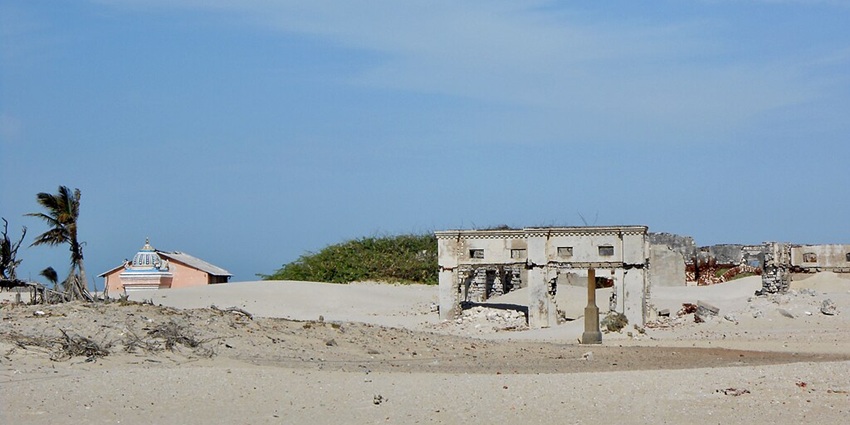 The haunting ruins of Dhanushkodi temple which is one of the temples in Rameshwaram.