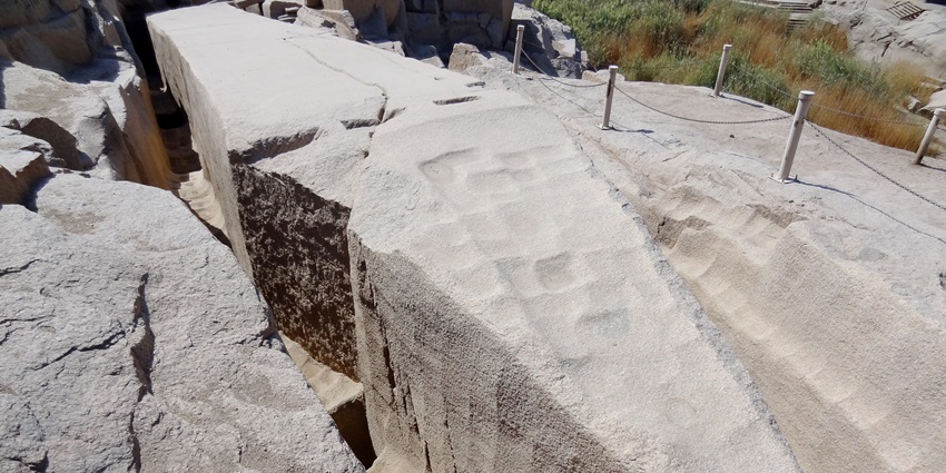 An image of the Unfinished Obelisk in Aswan, Egypt, showcasing ancient stone carving, things to do in Aswan.